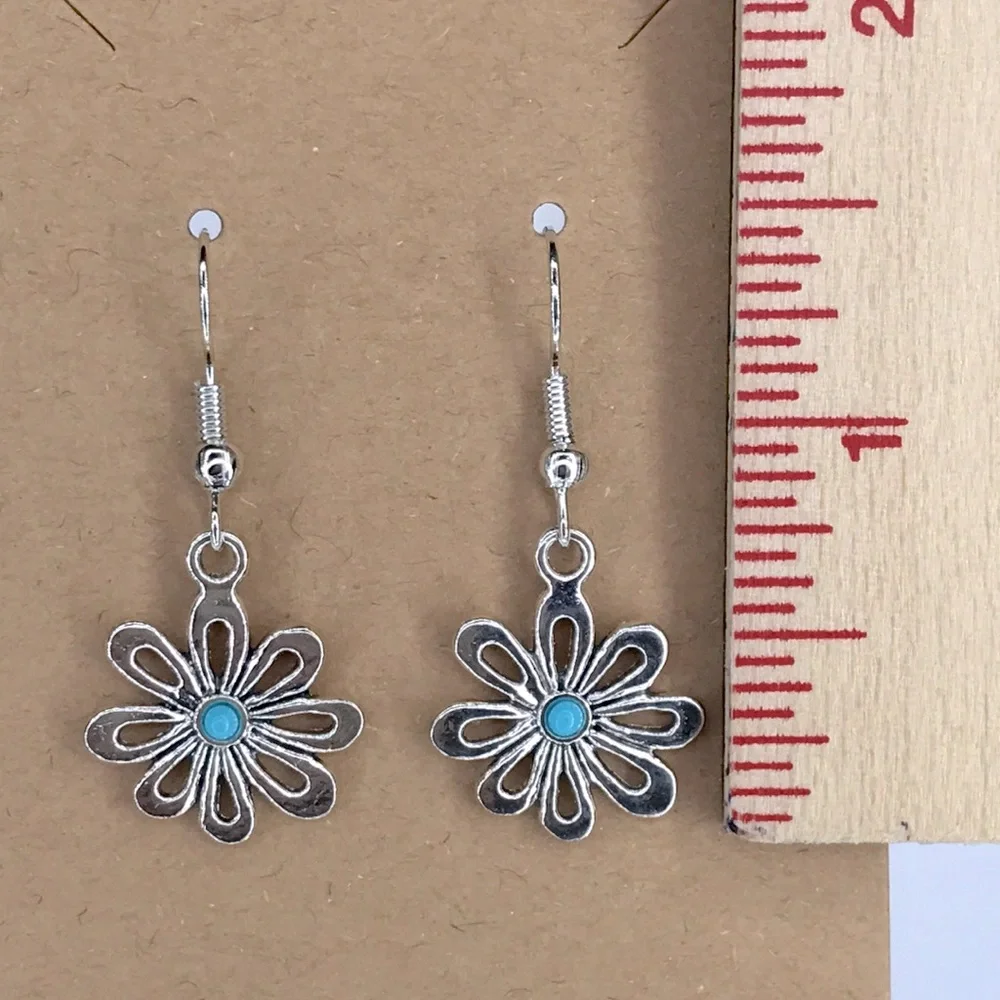 Boho Drop Dangle Flower Earrings - Picture 2 of 2
